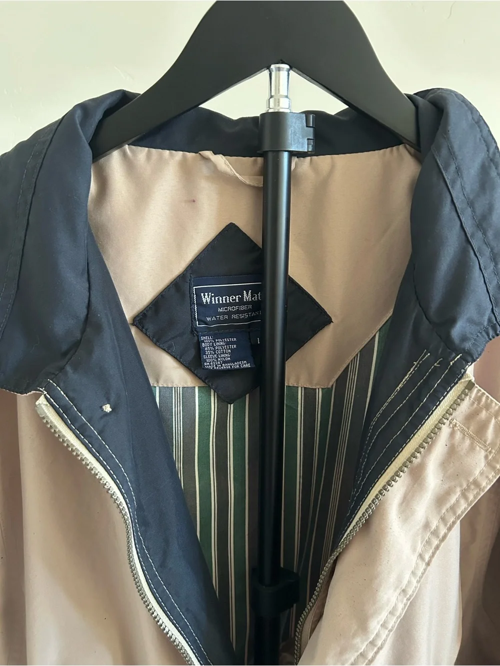 Vintage Winner Mate Tan Microfiber Windbreaker Jacket L Corporate Workwear